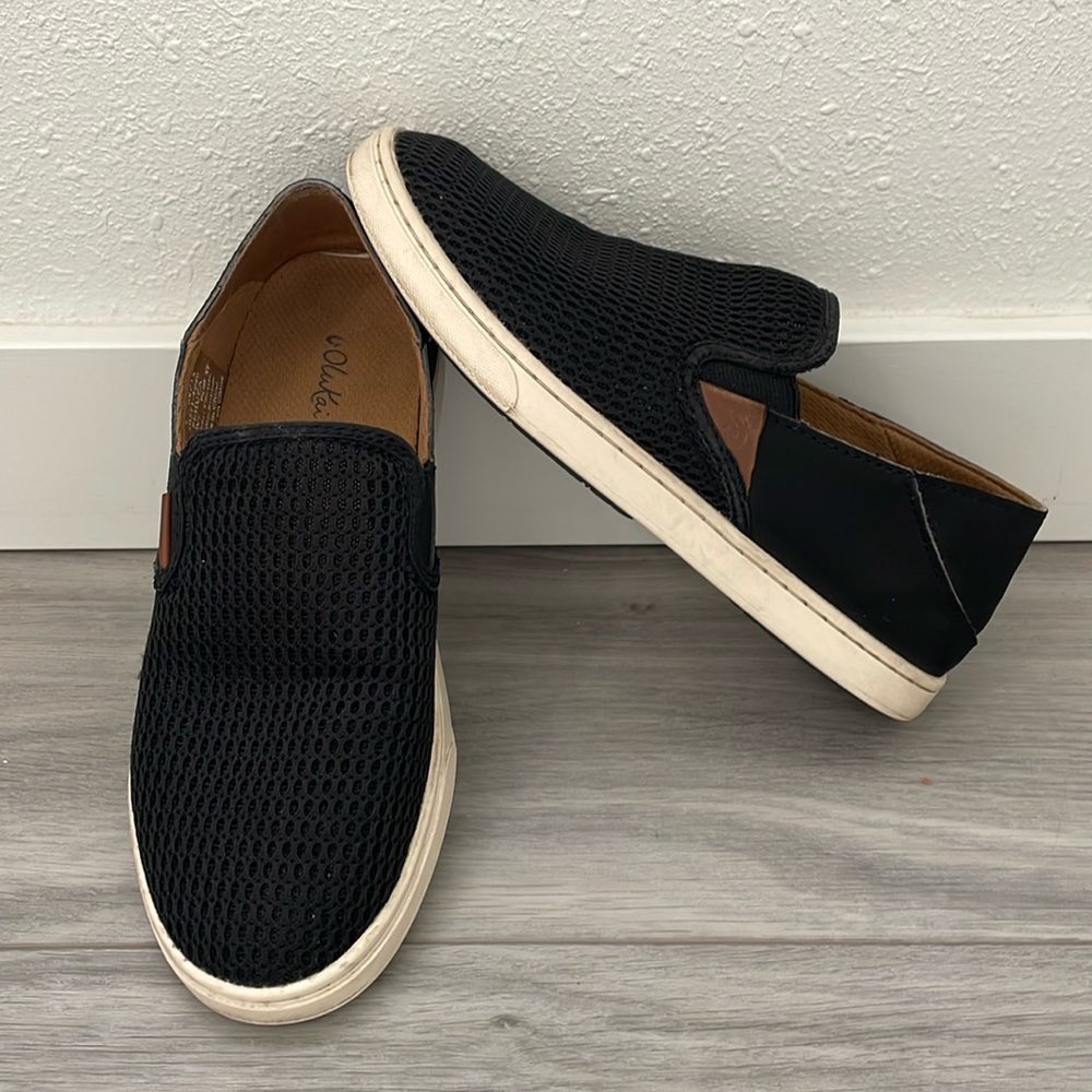 WOMENS OluKai Pehuea Breathable Black Slip On Sneakers Size 7, VGUC
